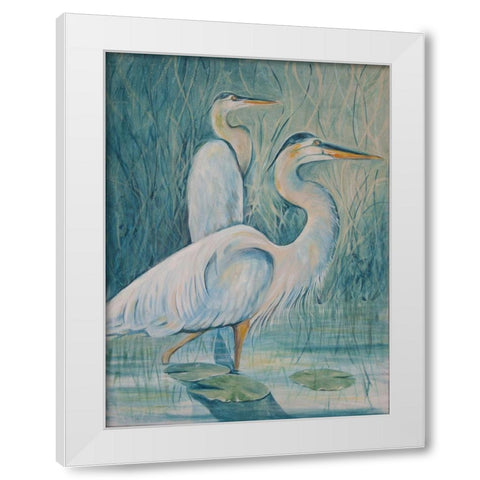 Birds 1 White Modern Wood Framed Art Print by Debs, Emma Catherine