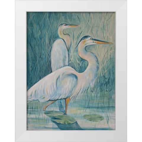 Birds 1 White Modern Wood Framed Art Print by Debs, Emma Catherine