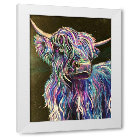 Highland Cow White Modern Wood Framed Art Print by Debs, Emma Catherine