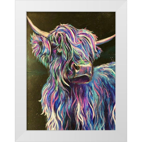 Highland Cow White Modern Wood Framed Art Print by Debs, Emma Catherine