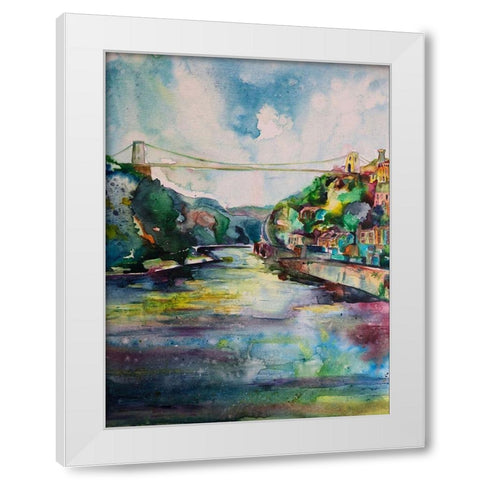 Suspension Bridge White Modern Wood Framed Art Print by Debs, Emma Catherine