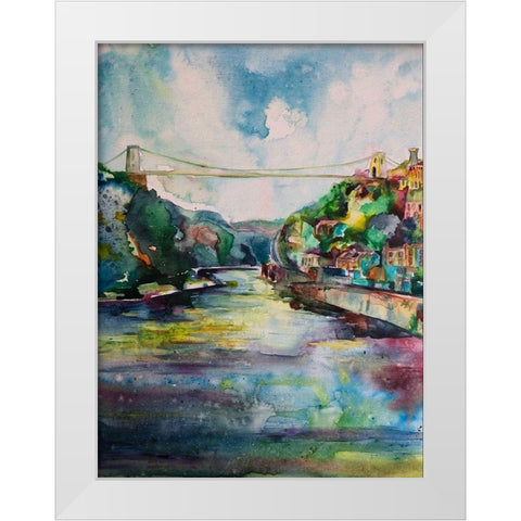 Suspension Bridge White Modern Wood Framed Art Print by Debs, Emma Catherine