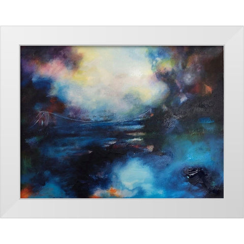 Blue Bridge White Modern Wood Framed Art Print by Debs, Emma Catherine