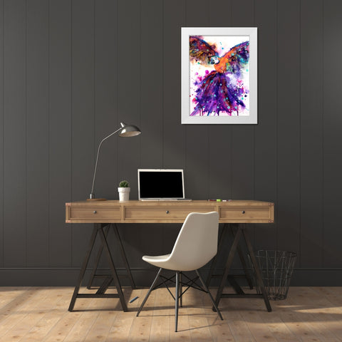 Parrot White Modern Wood Framed Art Print by Debs, Emma Catherine