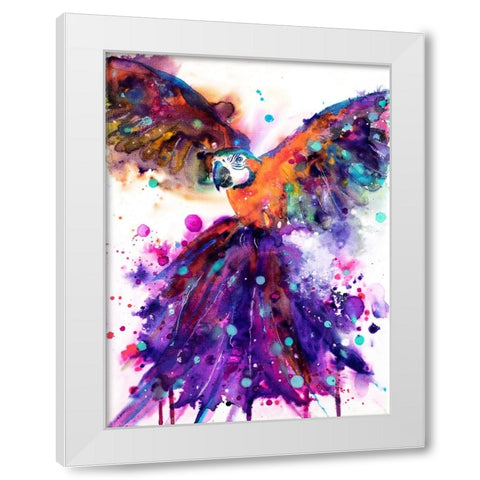 Parrot White Modern Wood Framed Art Print by Debs, Emma Catherine