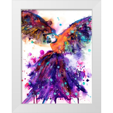 Parrot White Modern Wood Framed Art Print by Debs, Emma Catherine