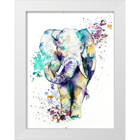 Elephant White Modern Wood Framed Art Print by Debs, Emma Catherine