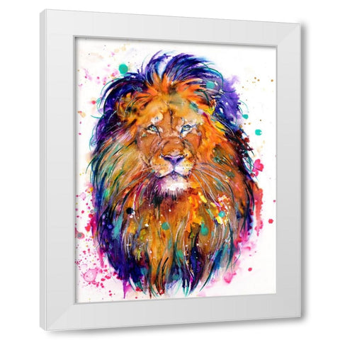 Lion White Modern Wood Framed Art Print by Debs, Emma Catherine