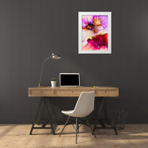 Vibrant Pink Flowers White Modern Wood Framed Art Print by Debs, Emma Catherine