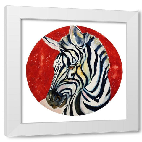 Zebra Watercolor 1 White Modern Wood Framed Art Print by Debs, Emma Catherine