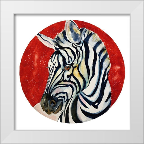 Zebra Watercolor 1 White Modern Wood Framed Art Print by Debs, Emma Catherine
