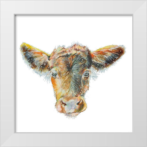 Heifer on White White Modern Wood Framed Art Print by Debs, Emma Catherine