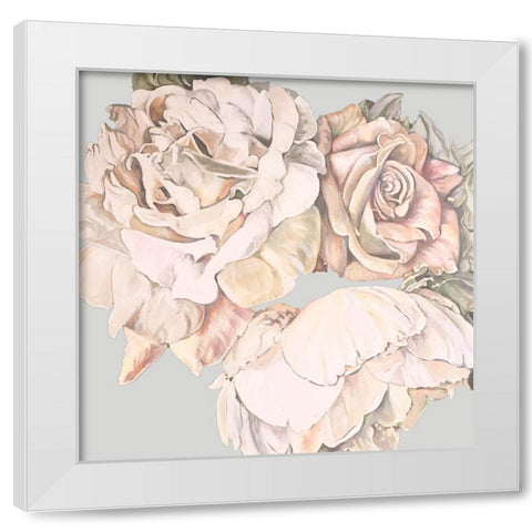 Soft Rose Bunch White Modern Wood Framed Art Print by Debs, Emma Catherine