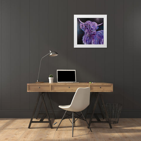Purple Highland White Modern Wood Framed Art Print by Debs, Emma Catherine