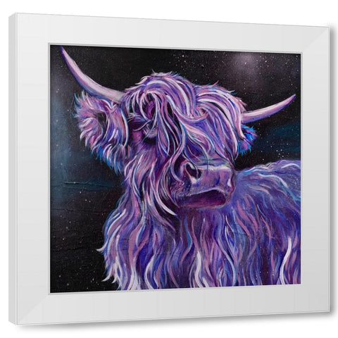 Purple Highland White Modern Wood Framed Art Print by Debs, Emma Catherine