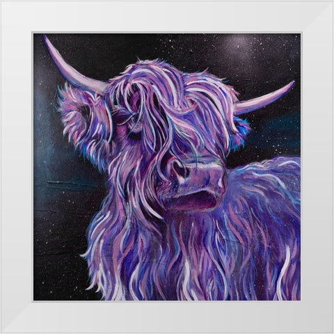 Purple Highland White Modern Wood Framed Art Print by Debs, Emma Catherine