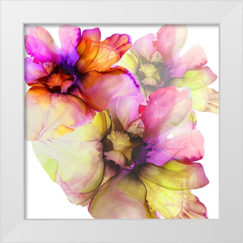 Vibrant Floral 1 White Modern Wood Framed Art Print by Debs, Emma Catherine