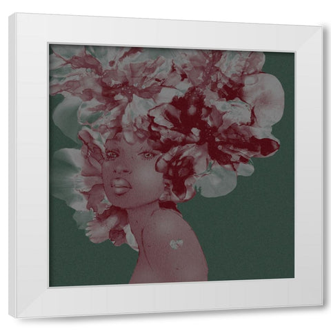 Flower Girl With Heart 1 V2 White Modern Wood Framed Art Print by Debs, Emma Catherine