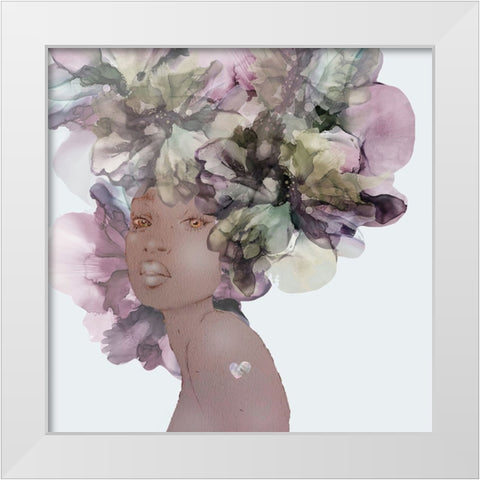 Flower Girl With Heart 1 White Modern Wood Framed Art Print by Debs, Emma Catherine