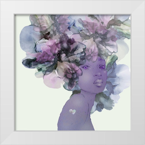 Flower Girl With Heart 1 V3 White Modern Wood Framed Art Print by Debs, Emma Catherine