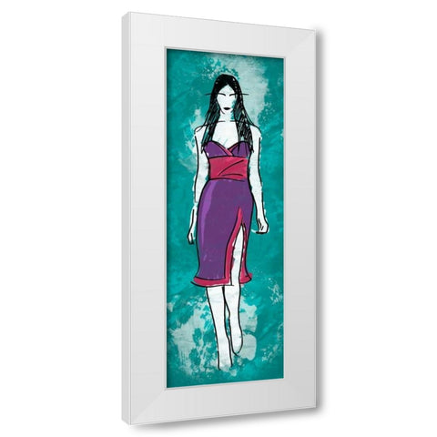 Runway Model on Teal White Modern Wood Framed Art Print by Rodriquez Jr, Enrique