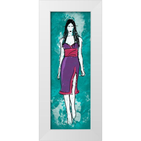 Runway Model on Teal White Modern Wood Framed Art Print by Rodriquez Jr, Enrique