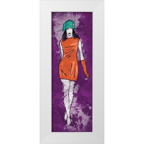Runway Model on Purple White Modern Wood Framed Art Print by Rodriquez Jr, Enrique