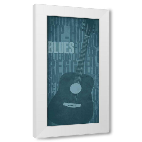 Blues White Modern Wood Framed Art Print by Rodriquez Jr, Enrique