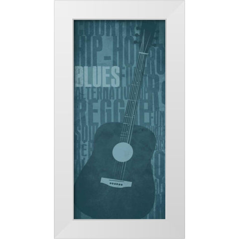 Blues White Modern Wood Framed Art Print by Rodriquez Jr, Enrique