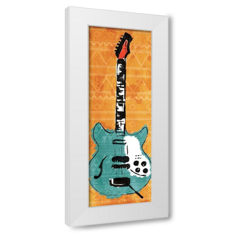 Aztec Guitar White Modern Wood Framed Art Print by Rodriquez Jr, Enrique