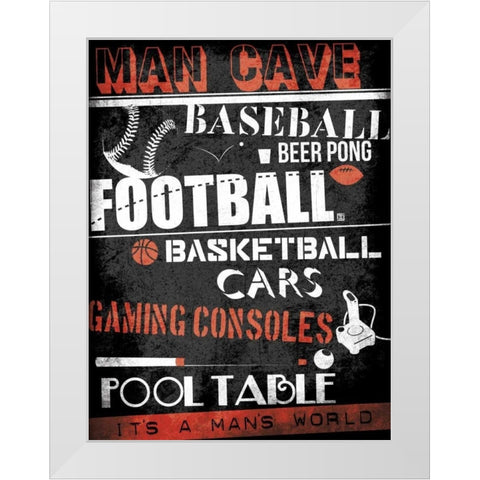 ManCave Sports White Modern Wood Framed Art Print by Rodriquez Jr, Enrique