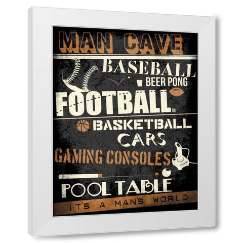 Mans World White Modern Wood Framed Art Print by Rodriquez Jr, Enrique