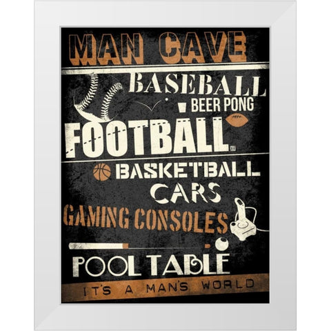 Mans World White Modern Wood Framed Art Print by Rodriquez Jr, Enrique