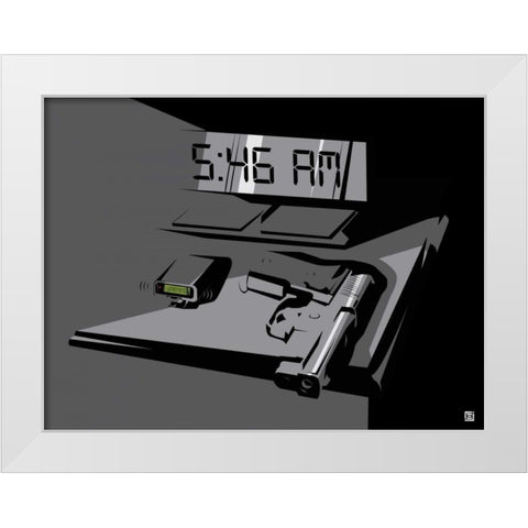 Warning White Modern Wood Framed Art Print by Rodriquez Jr, Enrique