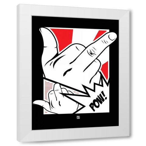 POW! White Modern Wood Framed Art Print by Rodriquez Jr, Enrique