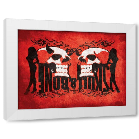 Skull and Bones White Modern Wood Framed Art Print by Rodriquez Jr, Enrique