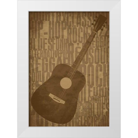 Guitars Type C White Modern Wood Framed Art Print by Rodriquez Jr, Enrique