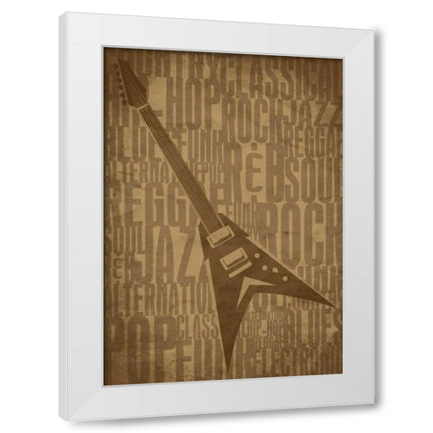 Guitars Type D White Modern Wood Framed Art Print by Rodriquez Jr, Enrique