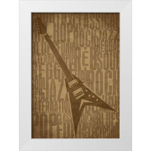 Guitars Type D White Modern Wood Framed Art Print by Rodriquez Jr, Enrique