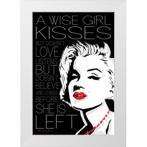 Monroe Kisses White Modern Wood Framed Art Print by Rodriquez Jr, Enrique