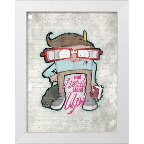 Real Nerds White Modern Wood Framed Art Print by Rodriquez Jr, Enrique
