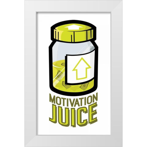 Motivation Juice White Modern Wood Framed Art Print by Rodriquez Jr, Enrique