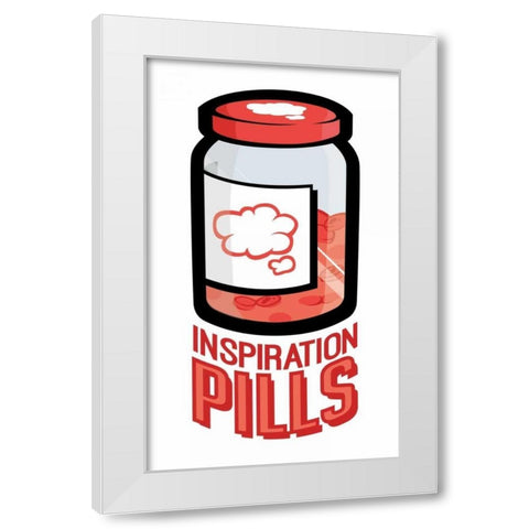 Inspiration Pills White Modern Wood Framed Art Print by Rodriquez Jr, Enrique