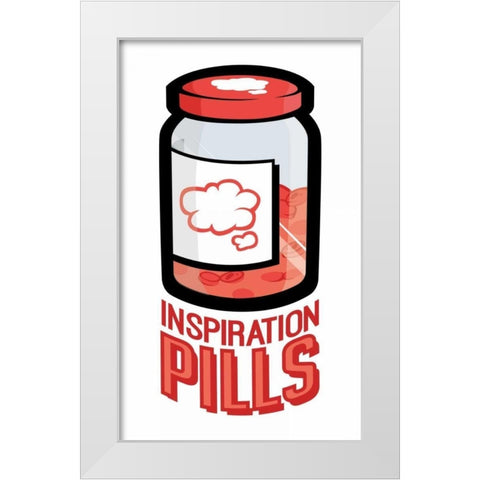 Inspiration Pills White Modern Wood Framed Art Print by Rodriquez Jr, Enrique