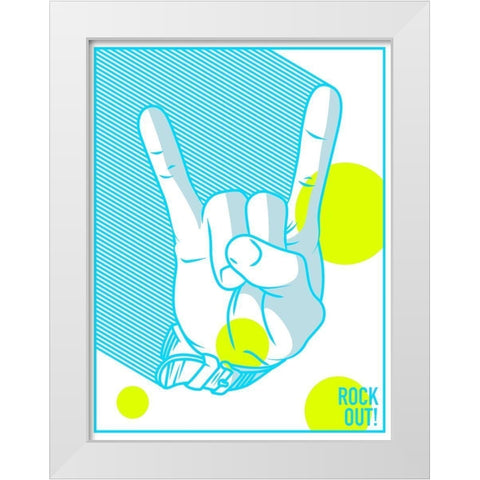 Rock Out White Modern Wood Framed Art Print by Rodriquez Jr, Enrique