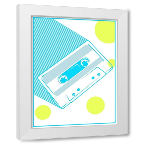 Cassette White Modern Wood Framed Art Print by Rodriquez Jr, Enrique