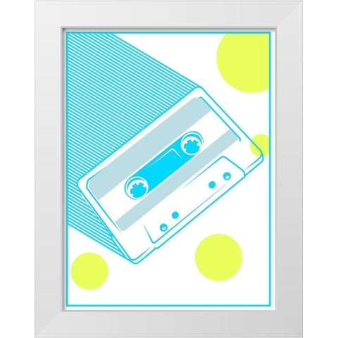 Cassette White Modern Wood Framed Art Print by Rodriquez Jr, Enrique
