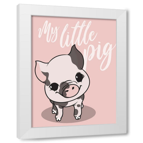 My Little Pig White Modern Wood Framed Art Print by Rodriquez Jr, Enrique