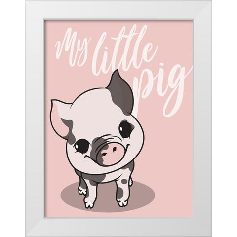 My Little Pig White Modern Wood Framed Art Print by Rodriquez Jr, Enrique