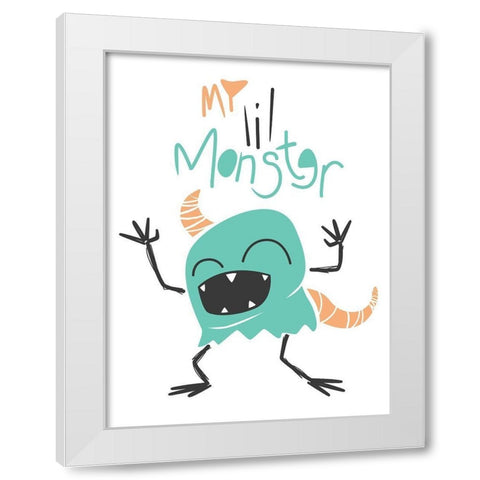 My Lil Monster White Modern Wood Framed Art Print by Rodriquez Jr, Enrique